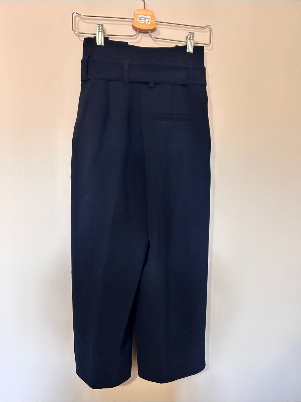 COS Pants Navy Blue Belted High Waist Wide Leg Cropped Paperbag Waist 4 - Picture 5 of 11